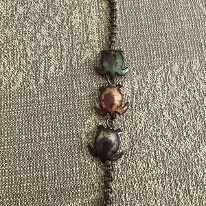 Handmade enamel painted copper turtle bracelet